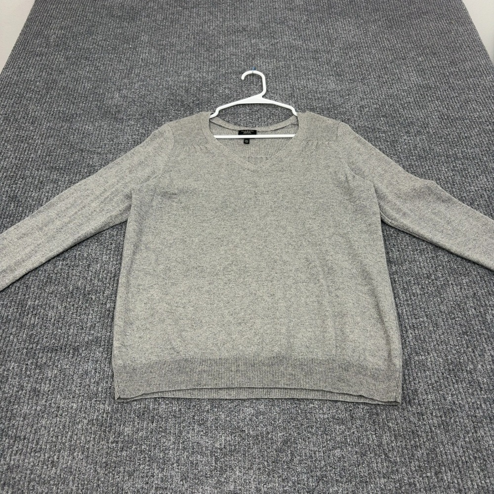 Talbots Sweater Womens 1XP Gray Cashmere V-Neck Classic Minimalist